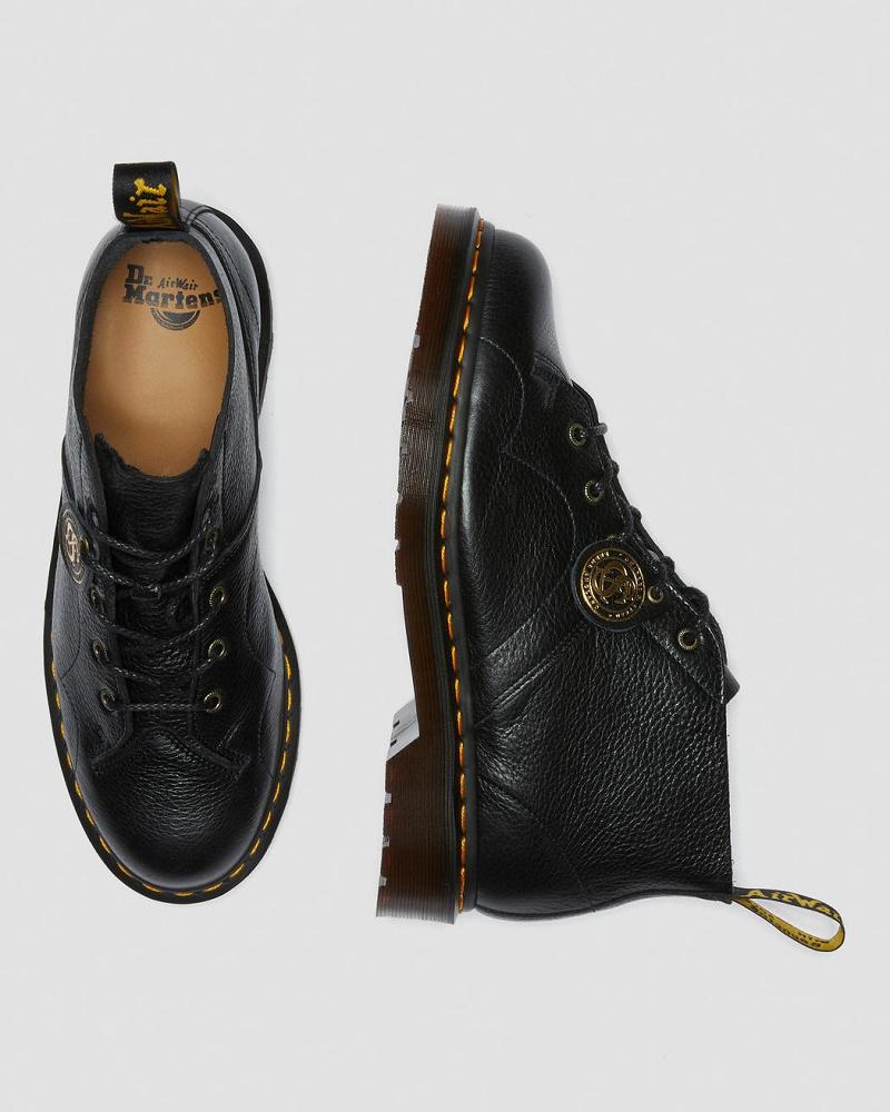 Dr Martens Church Buckingham Leren Apenlaarzen Heren Zwart | NL 263PJJ